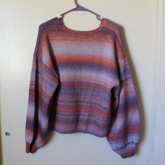 FOREVER 21 OVERSIZED PURPLE ORANGE OMBRE SWEATER - Picture 2 of 3